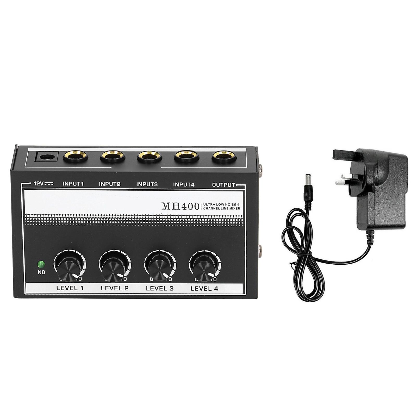 Headphone Amplifier Portable 4 Channel Metal Low Noise Mono Earphone Amplifier for Studio and Stage 100 to 240V White