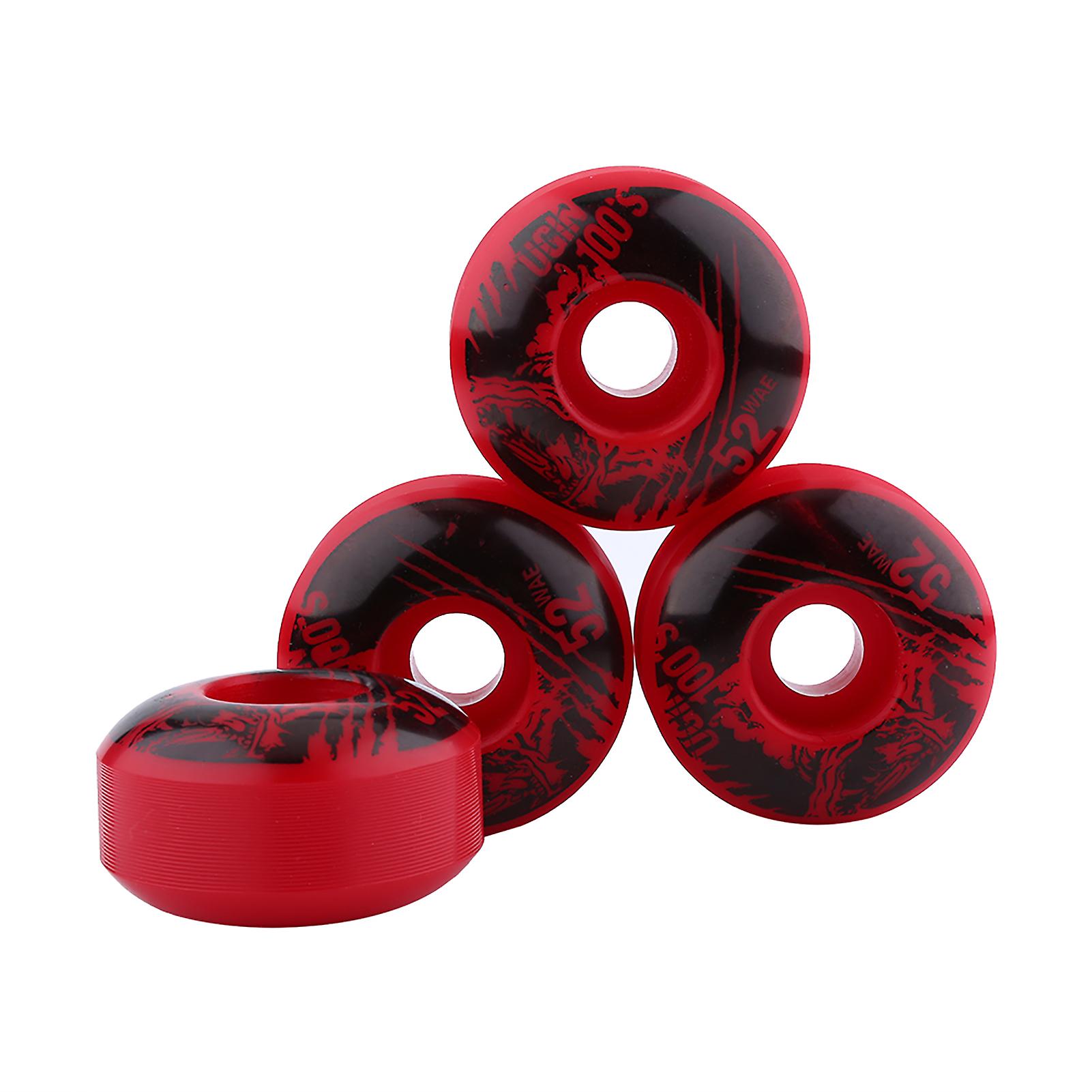 4Pcs Durable Classic Outdoor PU Skateboard Wheels 52mm x 30mm (Red)