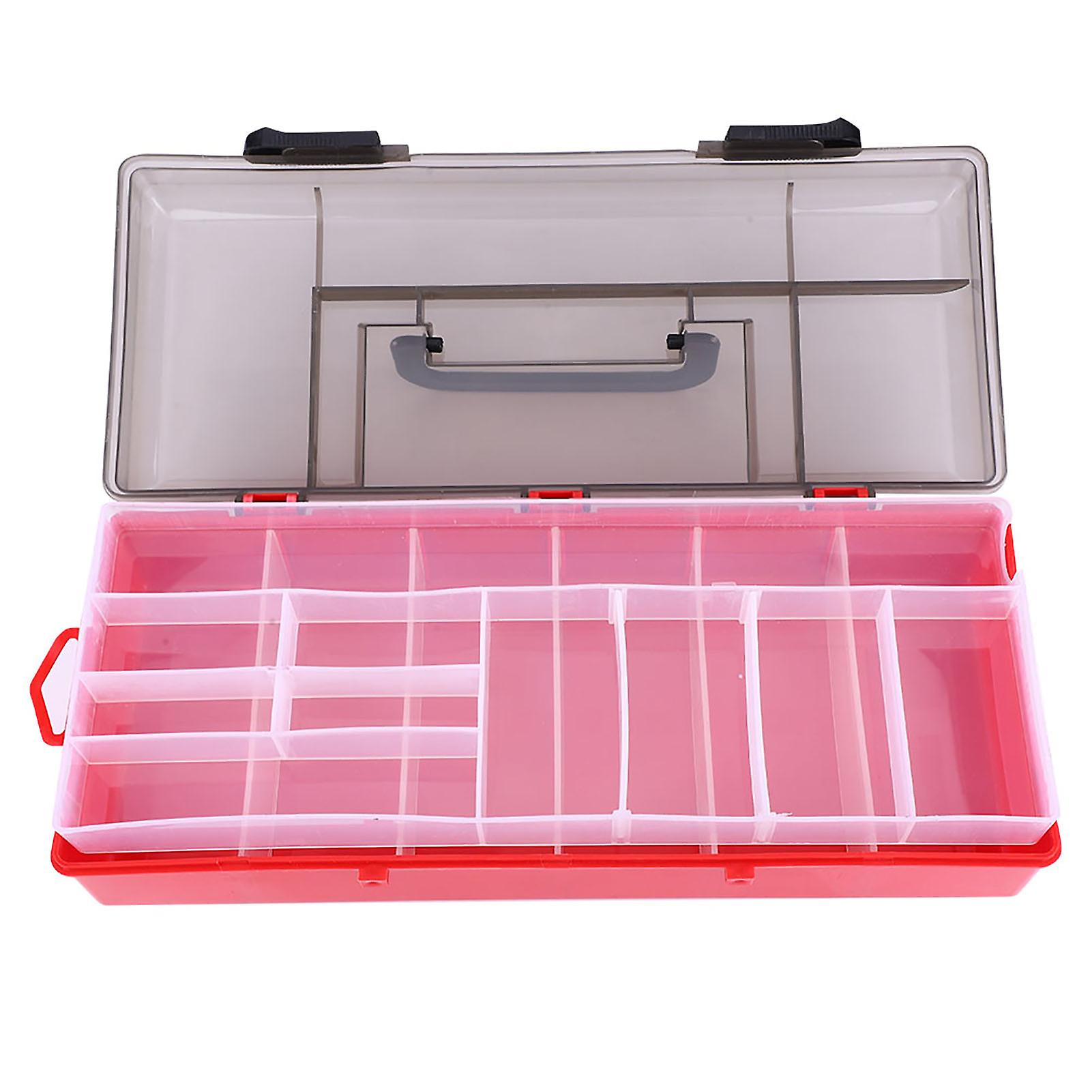Compact Folding Tackle Box with Clear Lid for Hooks, Lures & Gear (Black, Red)