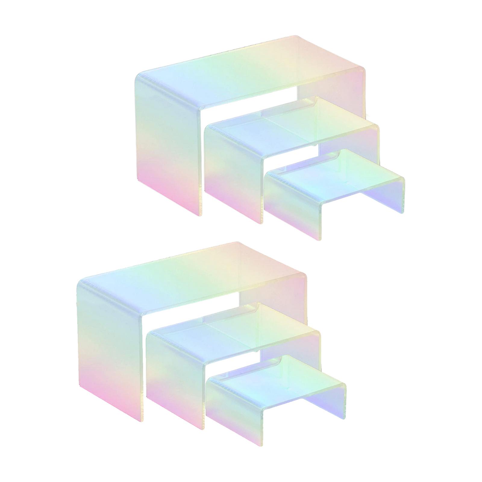 6PCS Display Rack Rainbow Iridescent Acrylic Display Risers