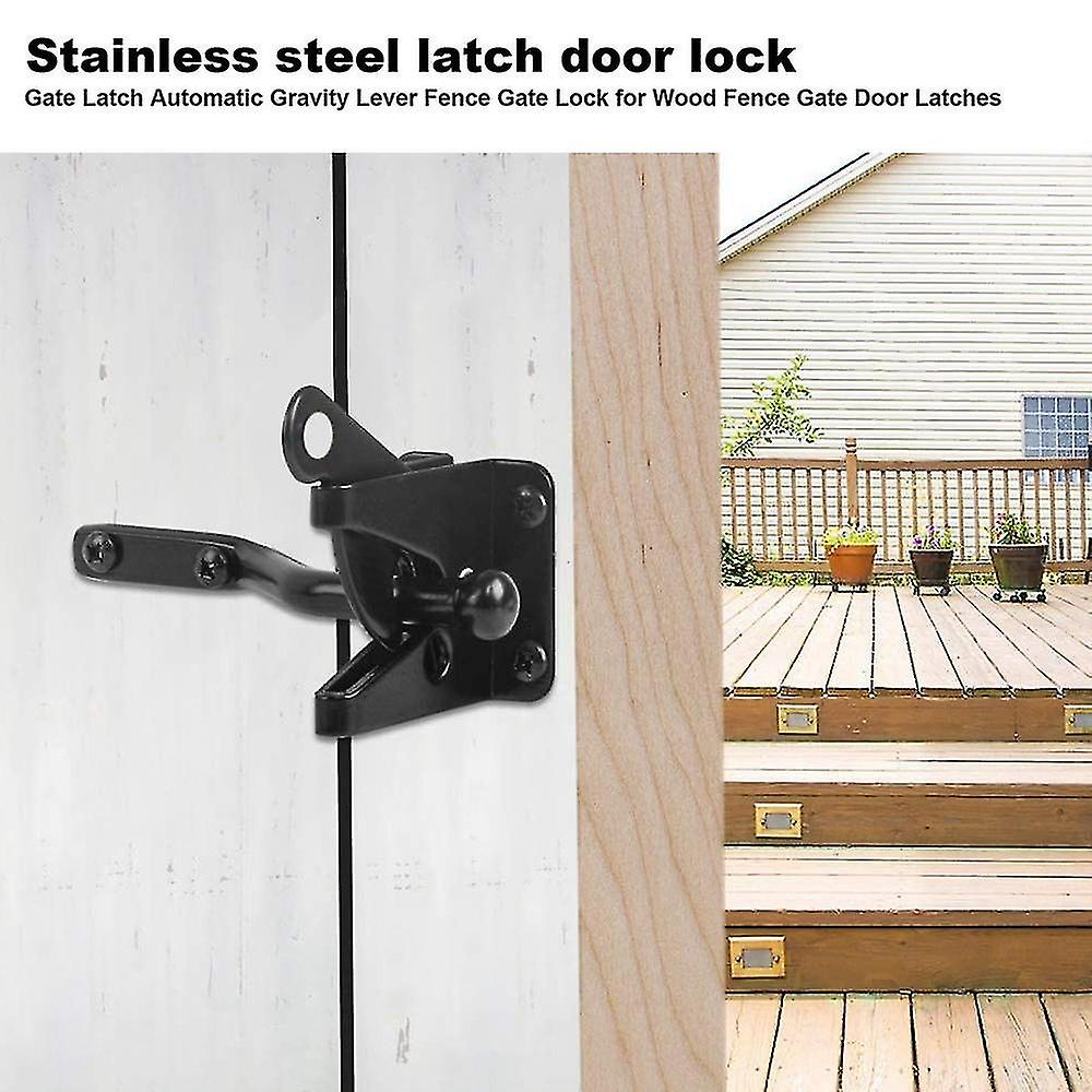 2pcs Self Locking Gate Latch Automatic Gravity Lever Fence Gate Lock For Wood Fence Gate Door Latch