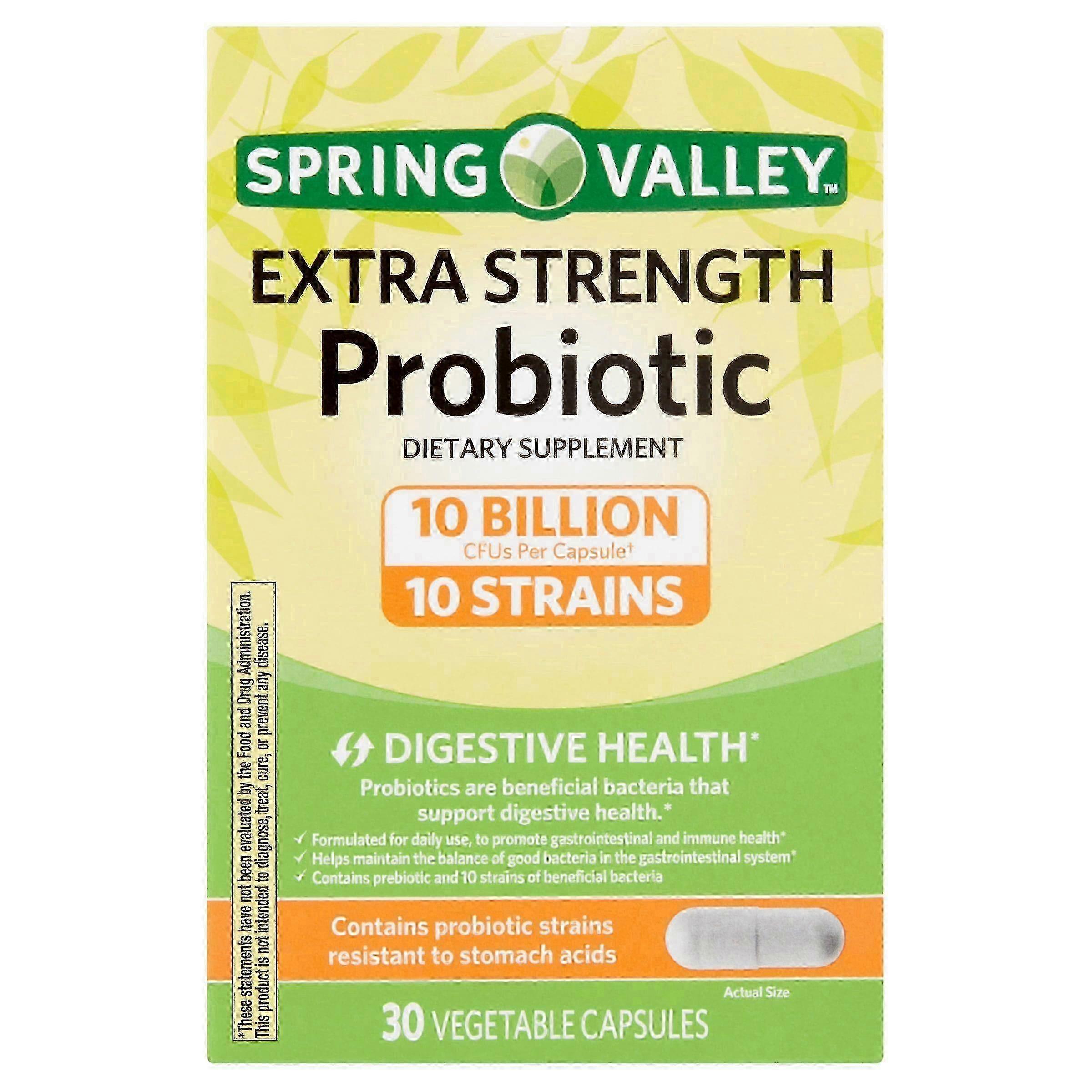 Spring Valley Extra-strength Probiotic Vegetable Capsules, 30 Ea