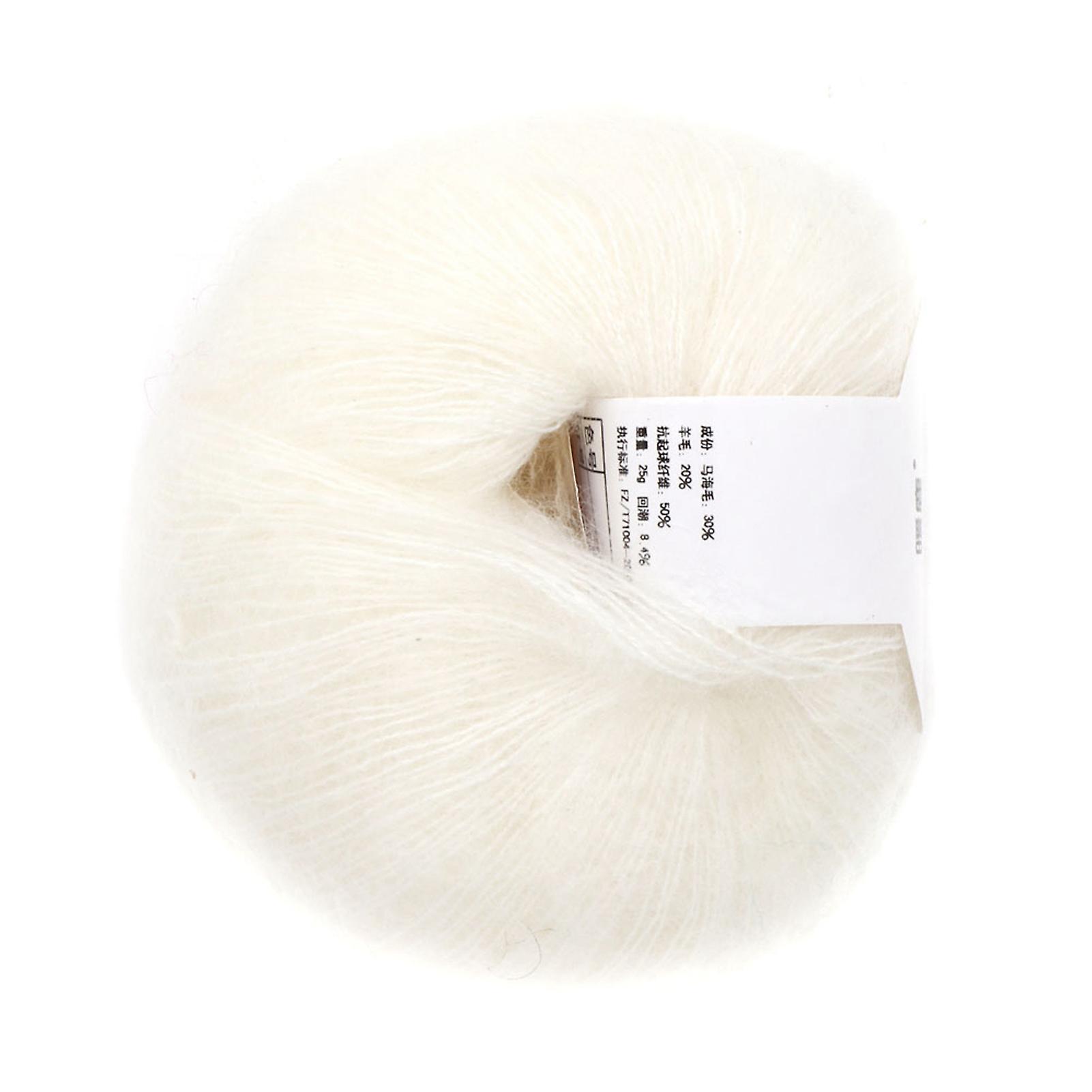 Popular Soft Mohair Pashm Knit Angora Long Wool Yarn Hot (white)