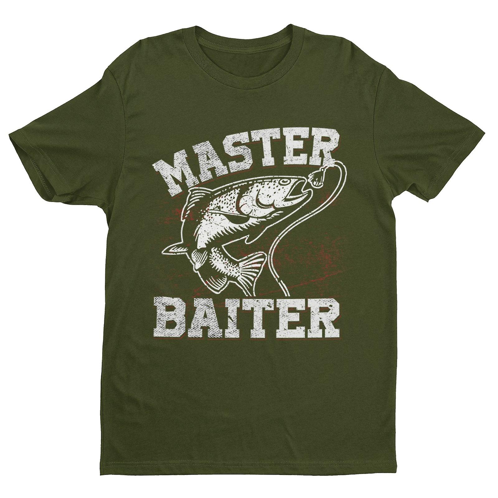 Funny Rude Fishing T Shirt Master Baiter W*nk Joke Angler Dad Grandad Naughty