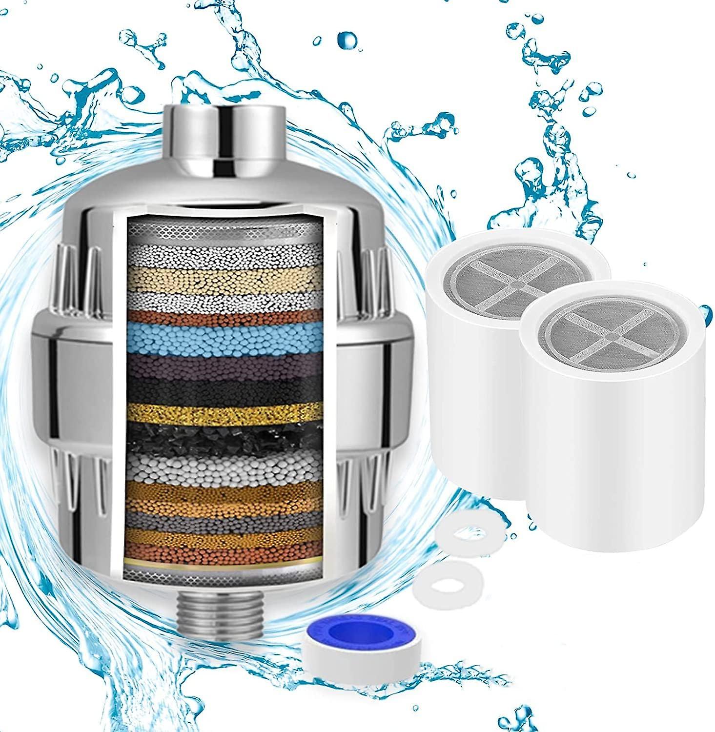 Anti-Limescale Shower Filter, Shower Filter, Shower Head Filter with 2 Cartridges, Shower Water Filter to Eliminate Chlorine and Fluoride