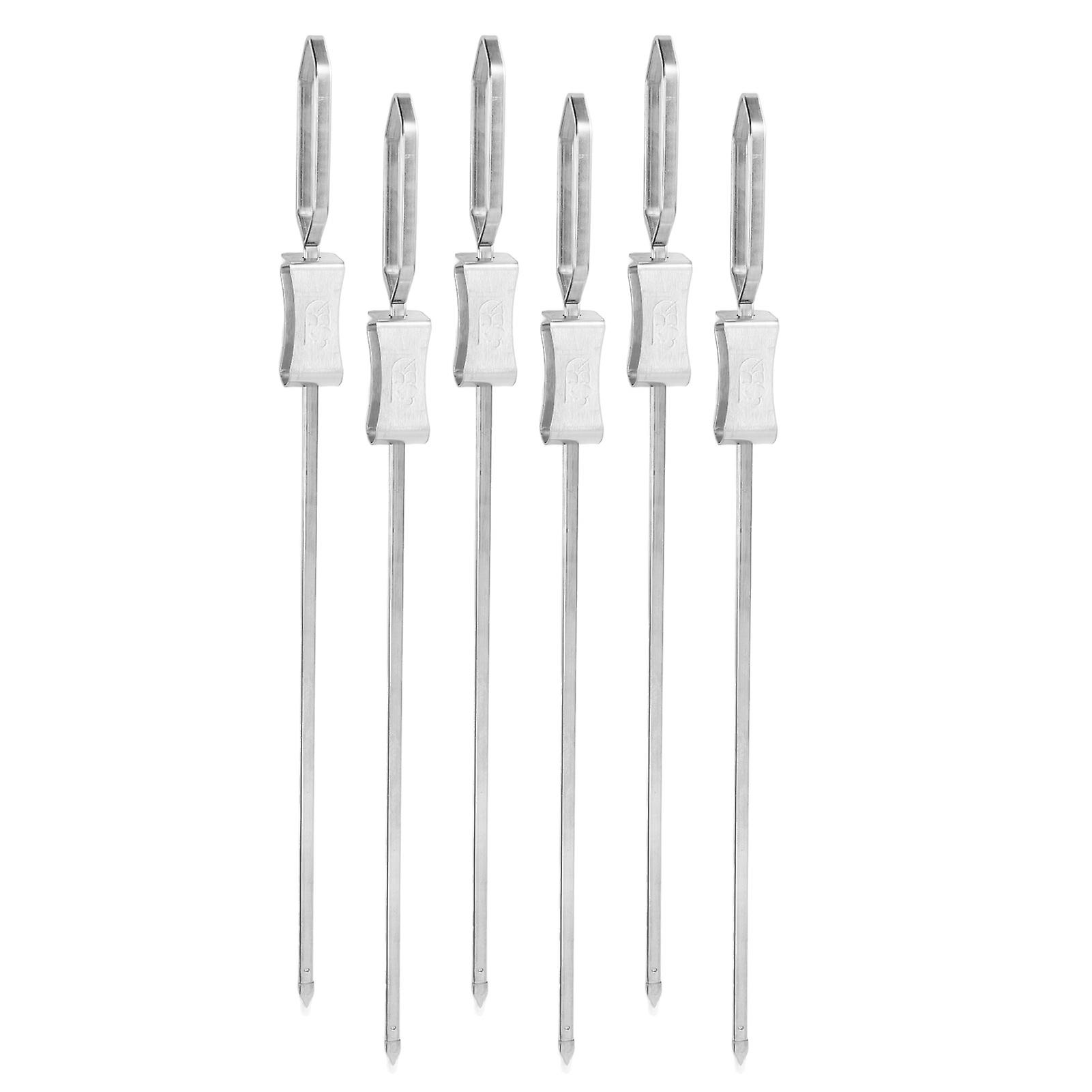 6pcs Barbecue Skewers Stainless Steel Barbecue Skewers Matal Flat Kebab Skewers with Slider For Grilling