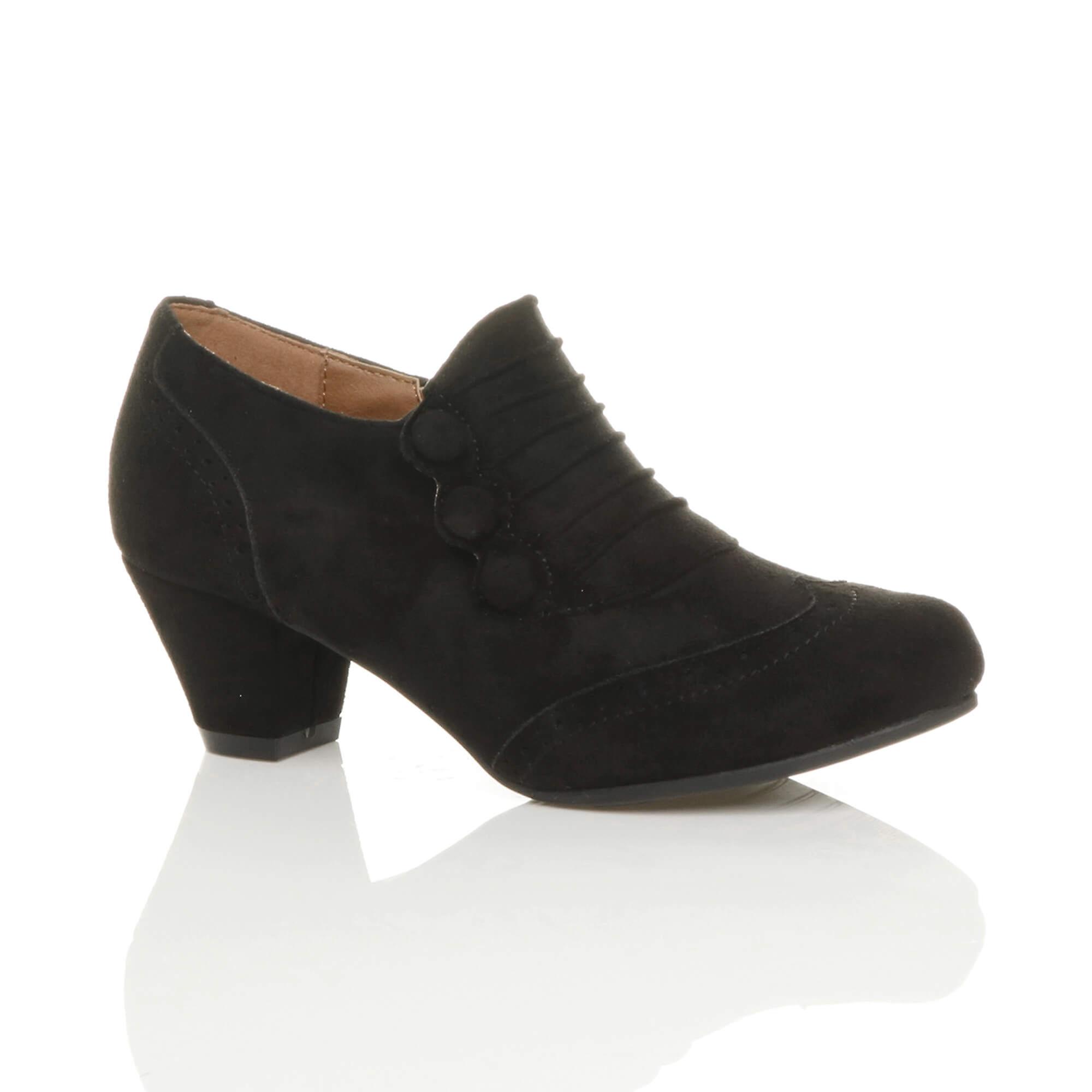 Ajvani womens mid heel buttons zip smart brogue ankle shoe boots booties