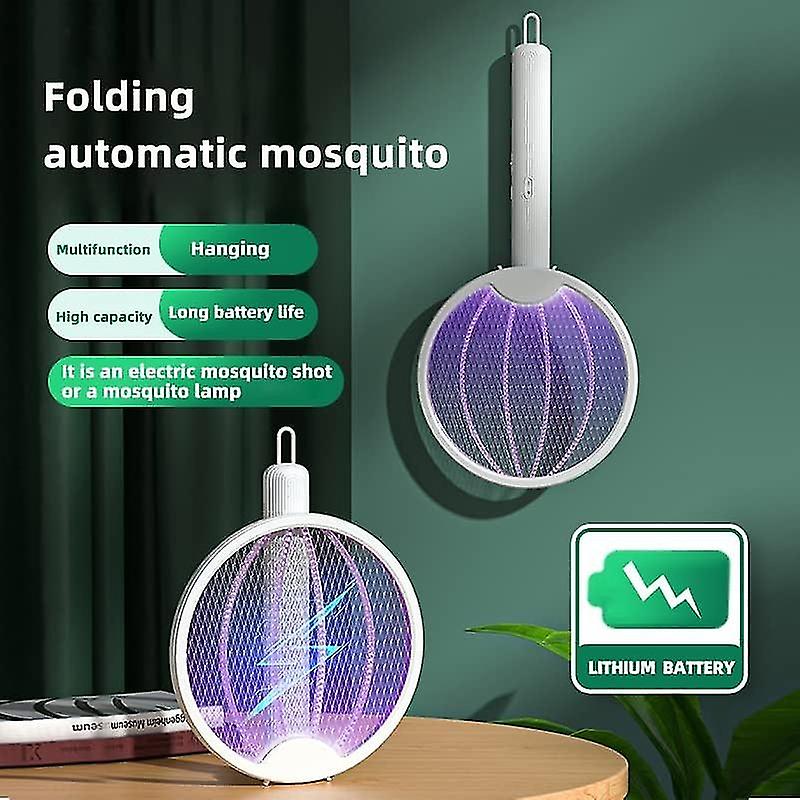 Electric Fly Swatter, Electric Fly Zapper Killer Bug Racket, Usb Rechargeable, Bright Led - Fly Kill