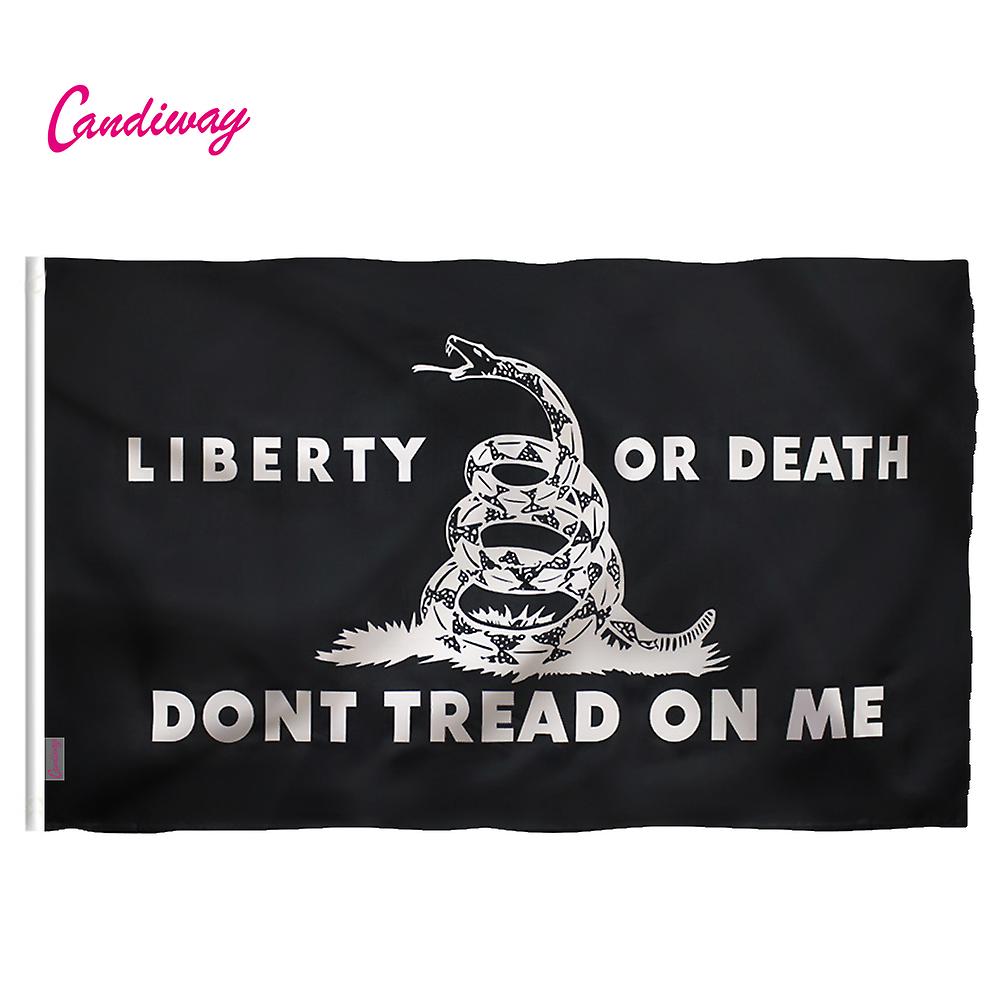 Black Gadsden Don't Tread On Me Culpepper Rattlesnake Uv Fade Resistant Canvas Header And Double Stitched  Delaware De Flags