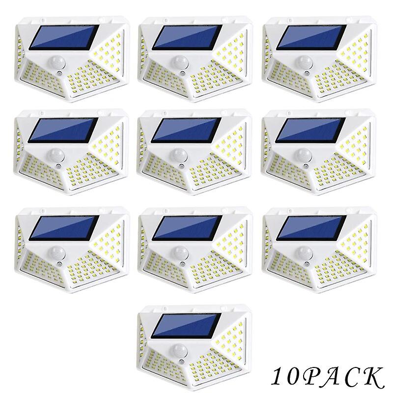 Solar Led Light Outdoor 10 Pack 100 Led/3 Modes 270 Wide Angle Motion Sensor Lamp Security Wireless Ip65 Waterproof Wall Lights