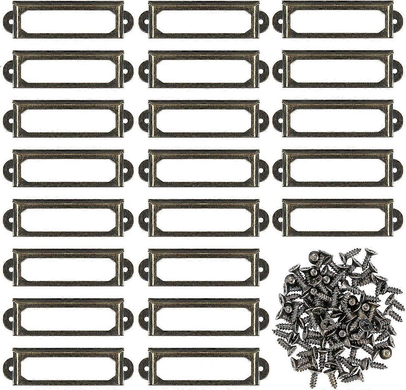 50 db fémcímketartó csavarokkal bútorfiókokhoz Szekrénykártya névtáblák - bronz (s-59 X 17mm)
