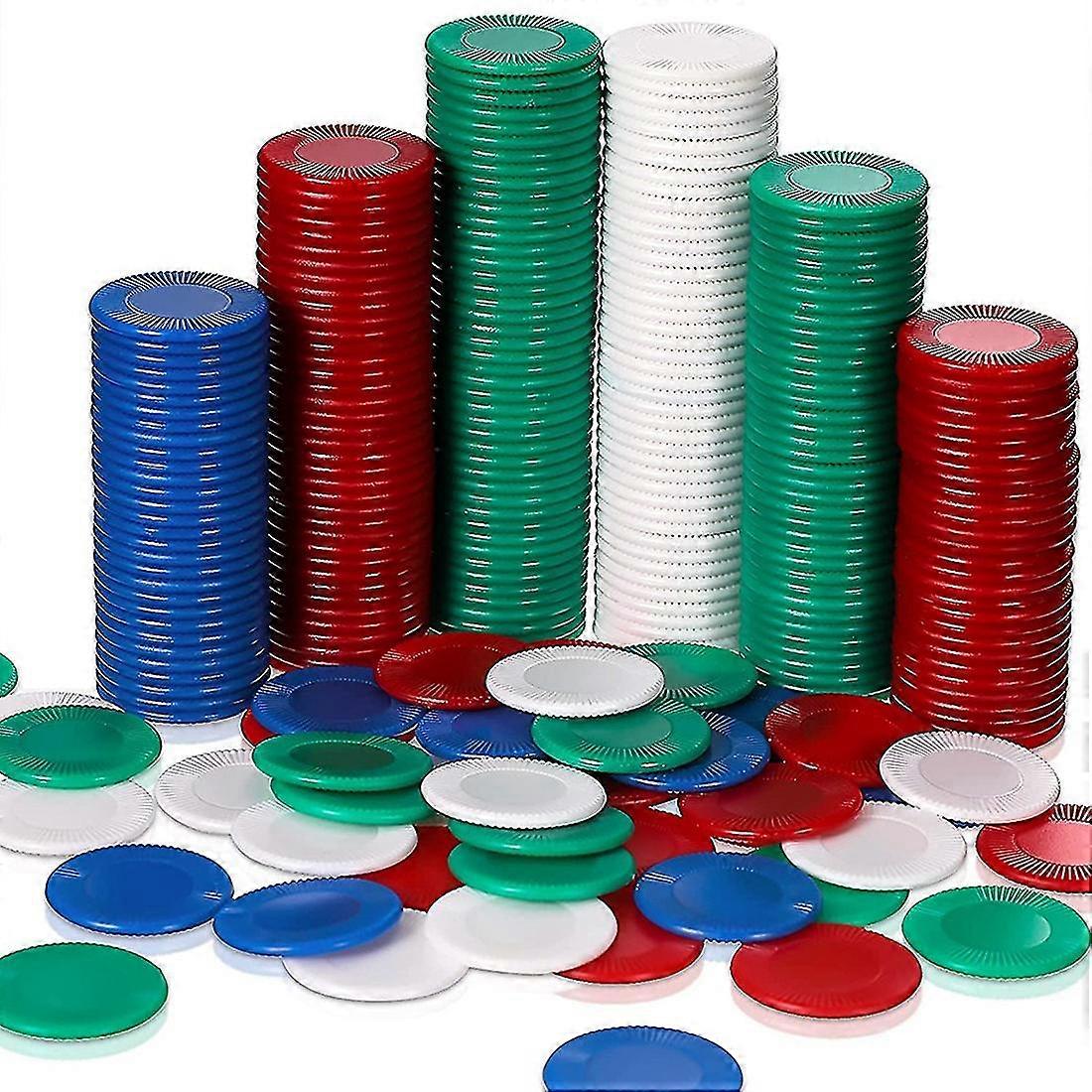 400 Pieces Plastic Poker Chips Game Chips 4 Colors Counter Card for Game Playing Counting Bingo Game Chips Card, 3