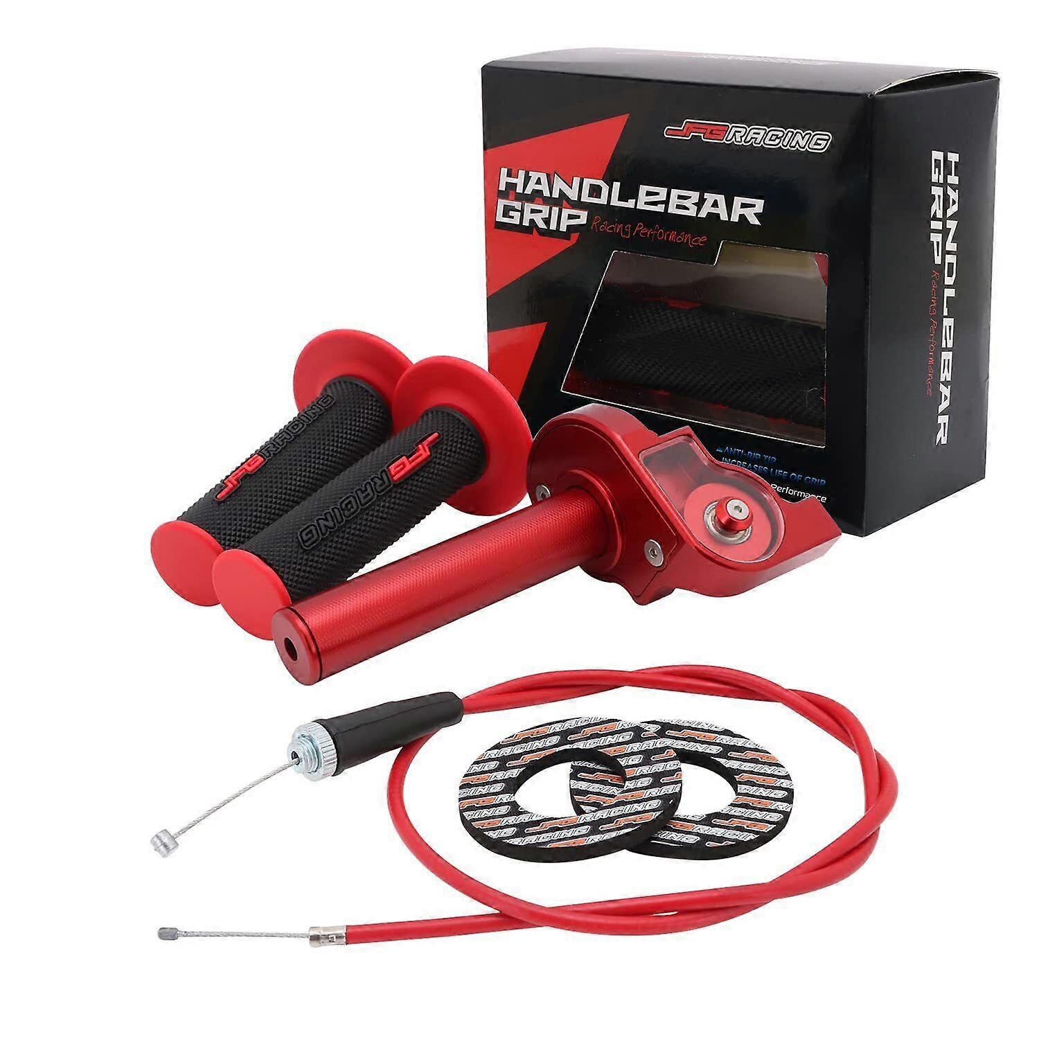 Dirt Bike Throttle Assembly 7/8" 22mm Quick Throttle Cable Handlebar Grip Red