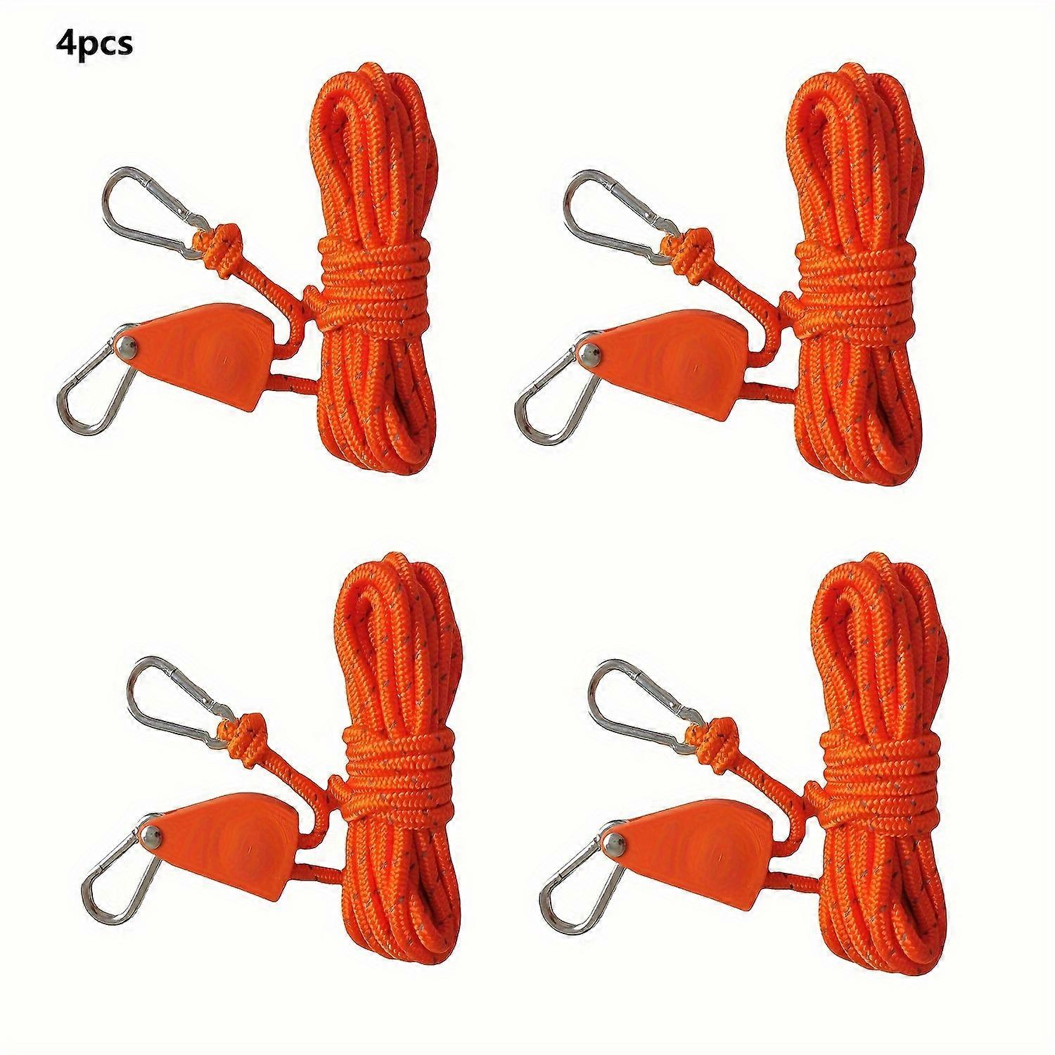 4/6pcs Rope Hanger Ratchet Tie Down Strap With Reinforced Metal Gear Rope Hanger For Various Tie-Down Uses Perfect Camping Essentials 5/32", Adjustabl