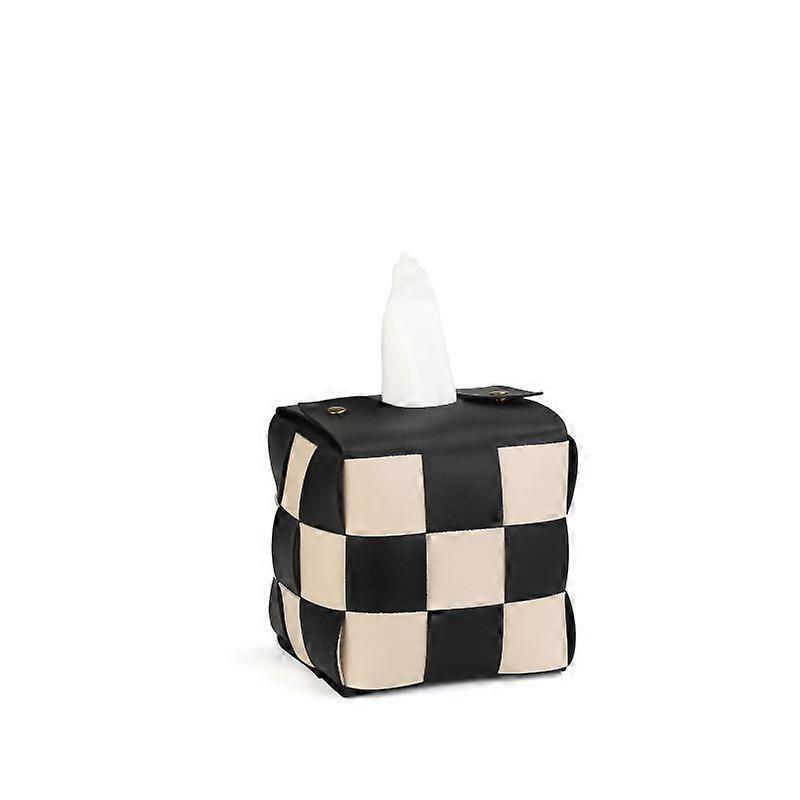 Stylish Leather Pattern Tissue Box Holder - Countertop Roll Paper Towel Storage Container with Creative Drawer Design - PS Material, Space-Saving, Eas