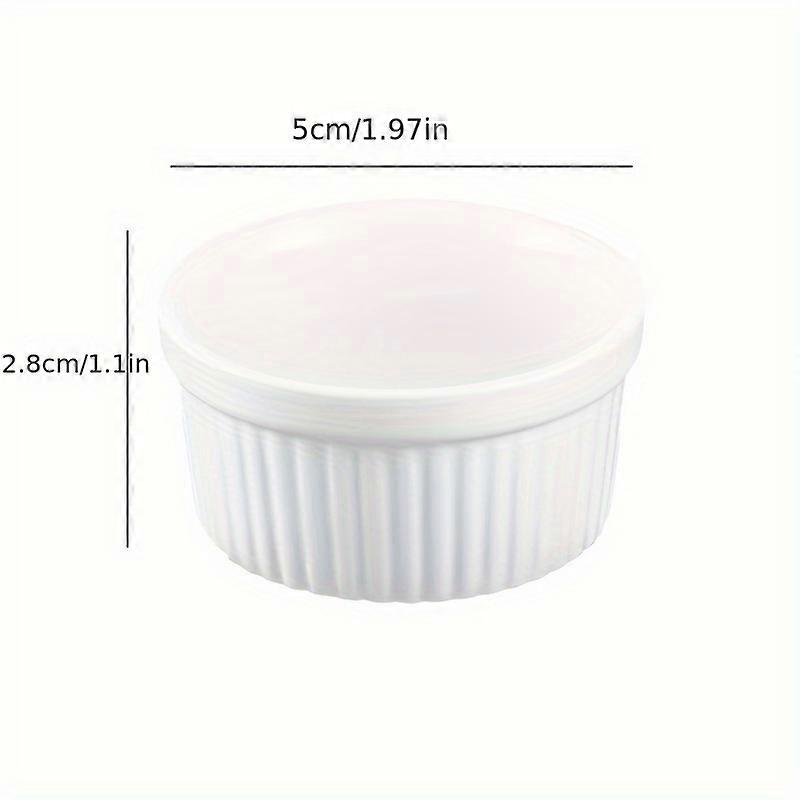 Ceramic Ramekin Egg Cups for Baking Souffle and Pudding - Round Oven-Safe Bowl for Home and Hotel Use