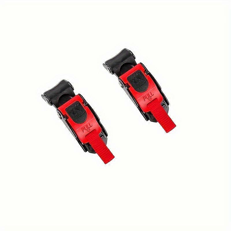 2 Pcs Red and Black Quick Release Buckles for Motorcycle Helmets - ABS Material