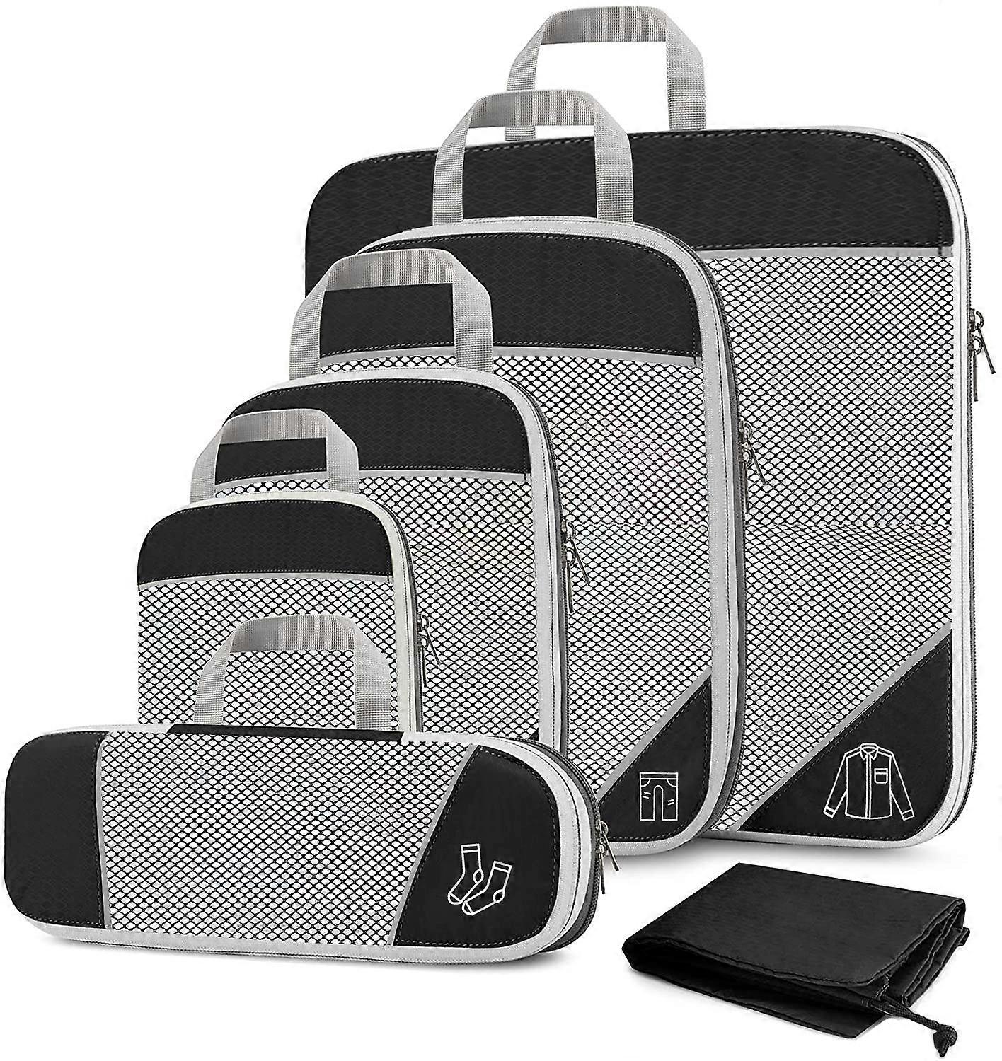 Travel Compression Packing Cubes, 6 Pack Expandable Duffle Bags