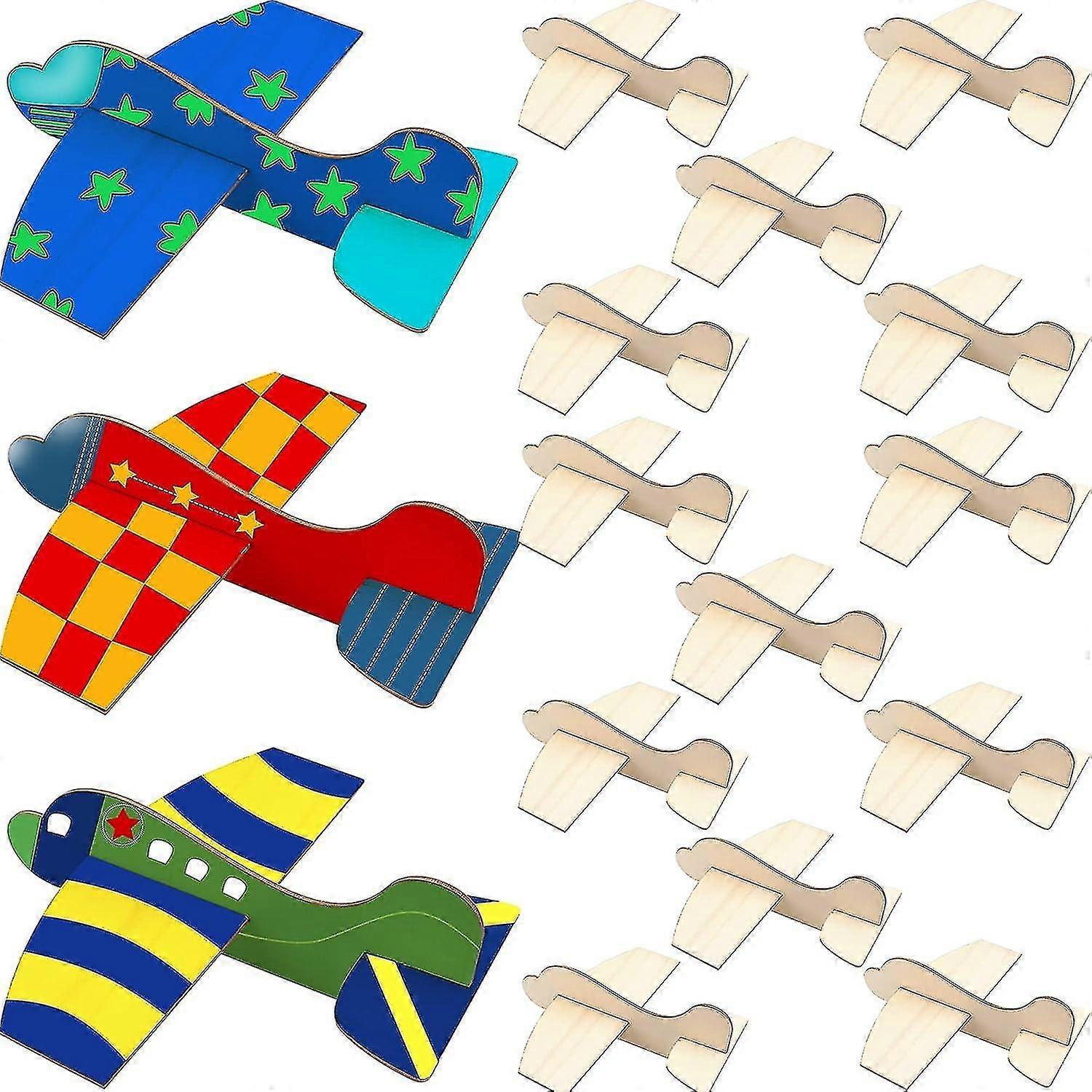 16 stykker diy uferdig treplan modell malt tre håndverksplan glider