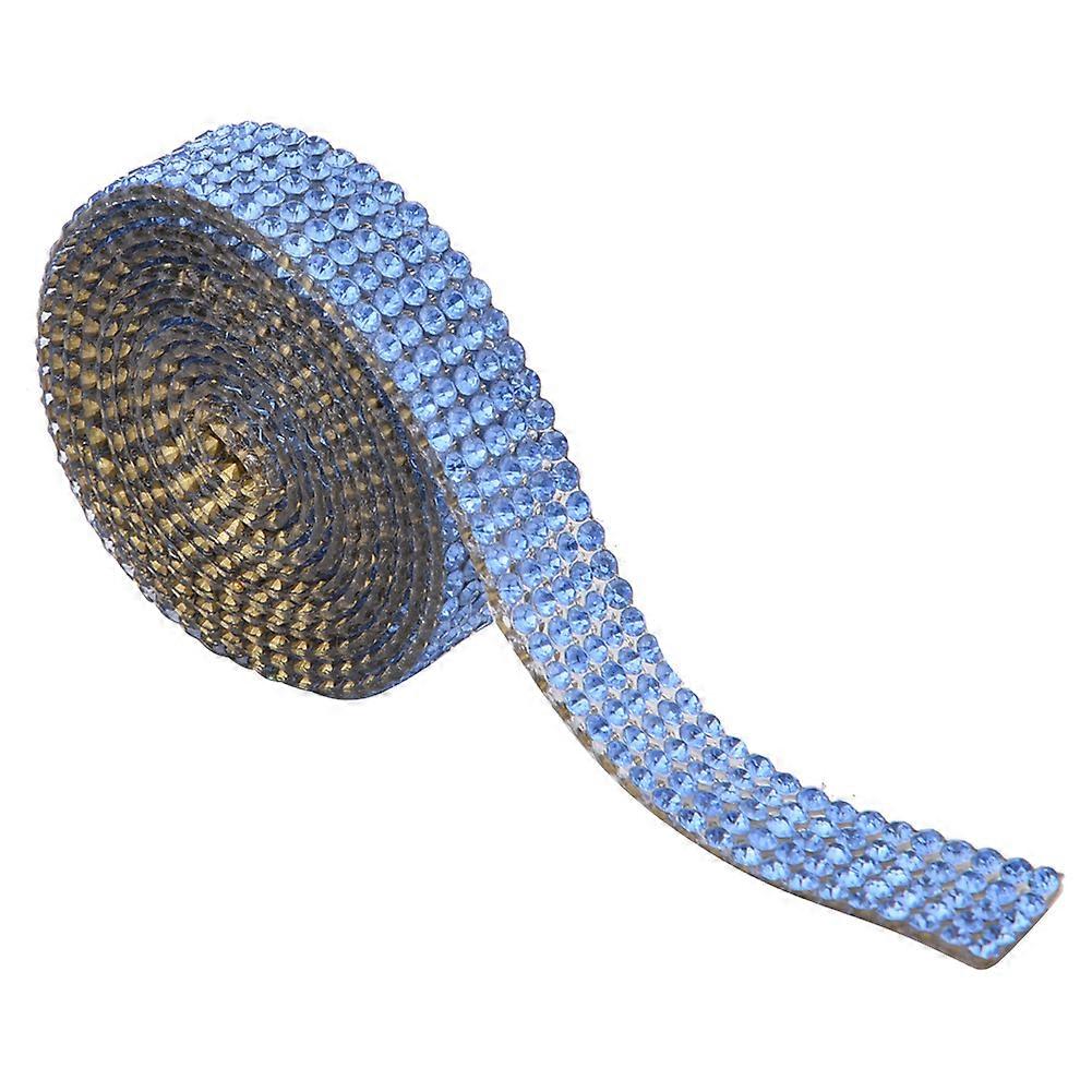 5排1米水钻饰边丝带热修水晶链饰边服装配饰装饰（蓝色）