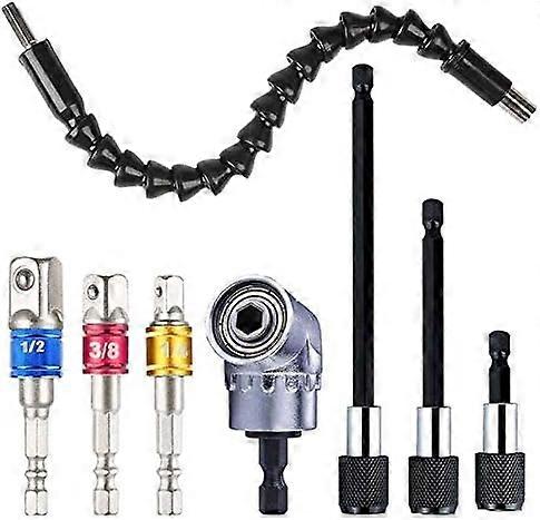 8 Pack Magnetic Bit Holder For Hex Shank Screwdriver With Right Angle Drill Bit