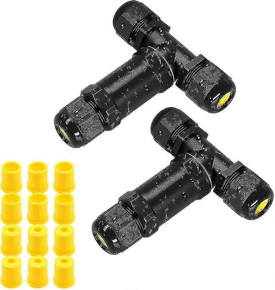 Waterproof Junction Box Outdoor Cable Connector (black) (2pcs)