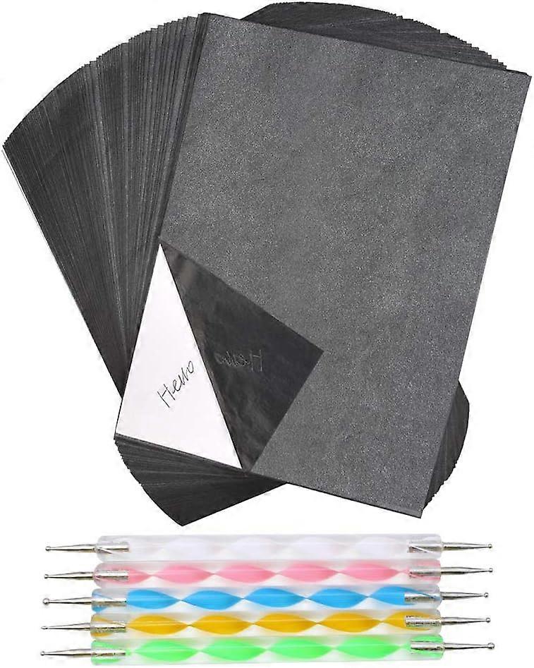 100 sheets carbon paper, A4 graphite paper transfer paper, carbon paper tracing paper and copy papers with embossing pen set, idea for wood, paper, ca