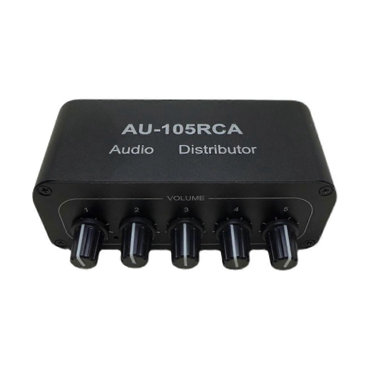 1-IN-5-OUT HiFi-Stereo-Cinch-Audio-Splitter / Selector-Tonregler Tragbare Audio-Umschalter-Box Min