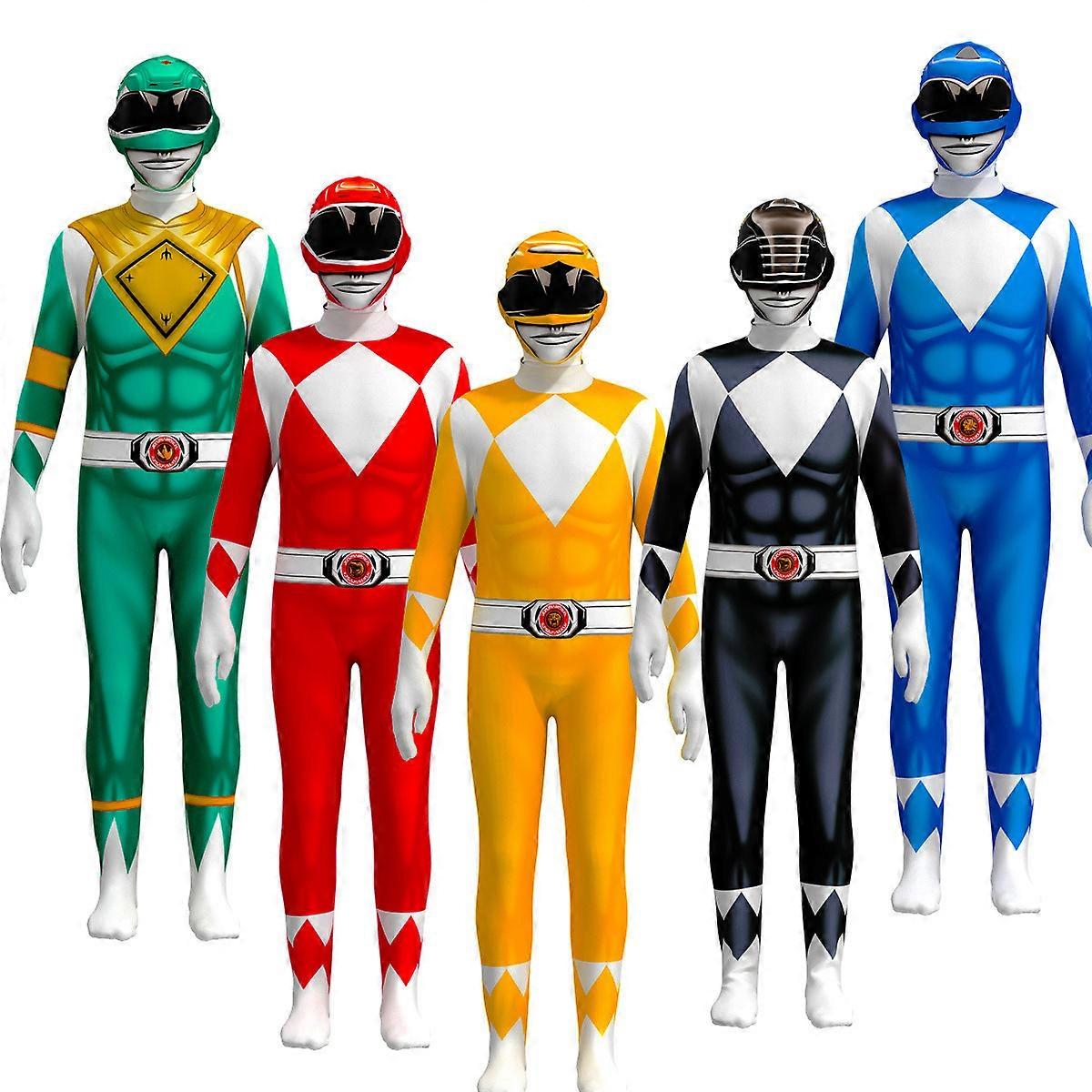 Fantasia Güç Samuray Rangers Cosplay Kostüm Yetişkin Çocuk Morpher Mighty Morphin Maske Tulum Zentai Takım Elbise Cadılar Bayramı