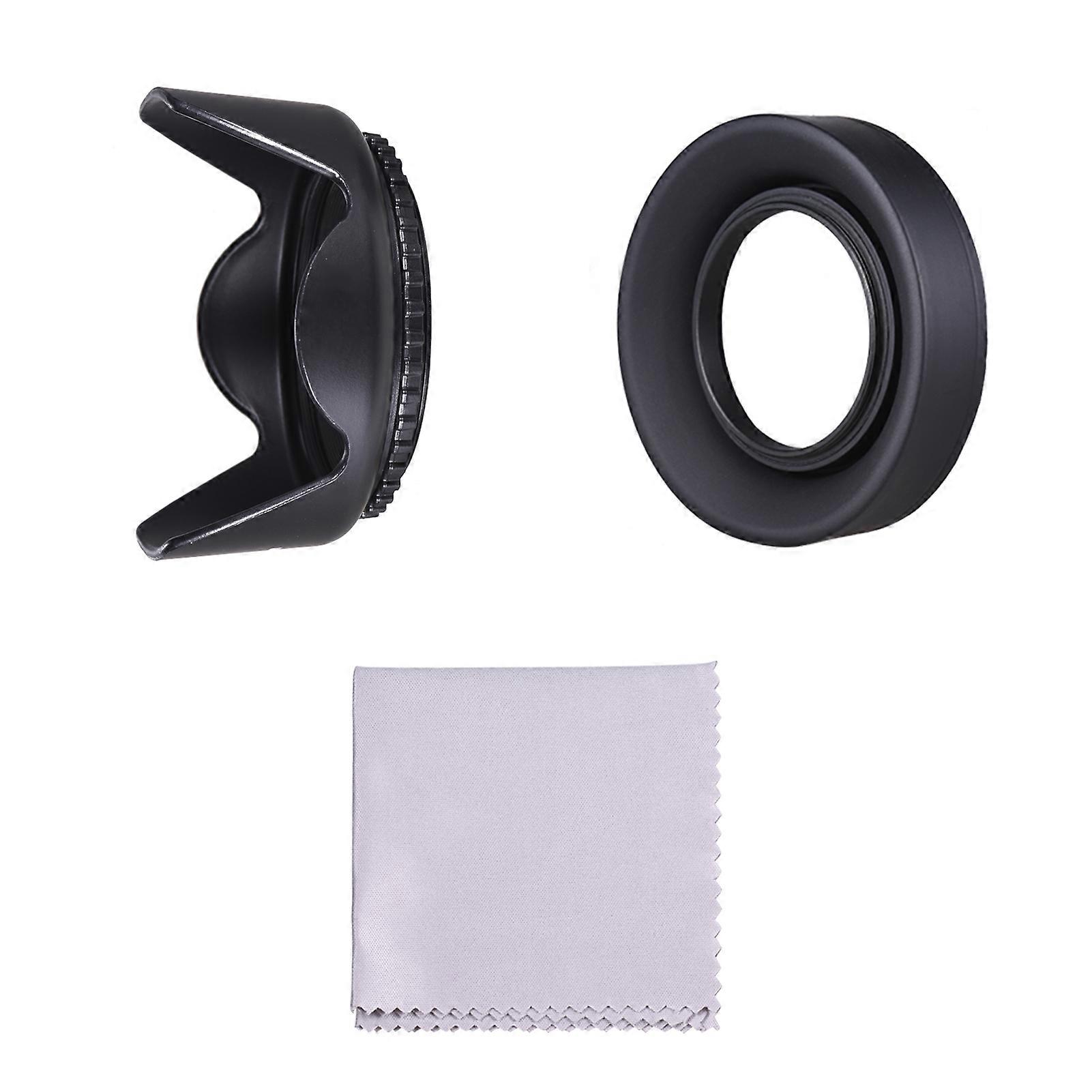 58mm Lens Hood Set with Tulip Flower Lens Hood + Collapsible Rubber Lens Hood + Lens Cleaning Cloth Replacement for Canon EOS 700D 650D 600D Rebel T5i