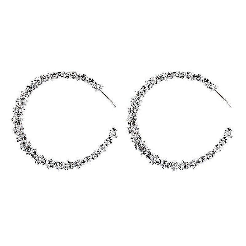Silver Textured Hoop Earrings