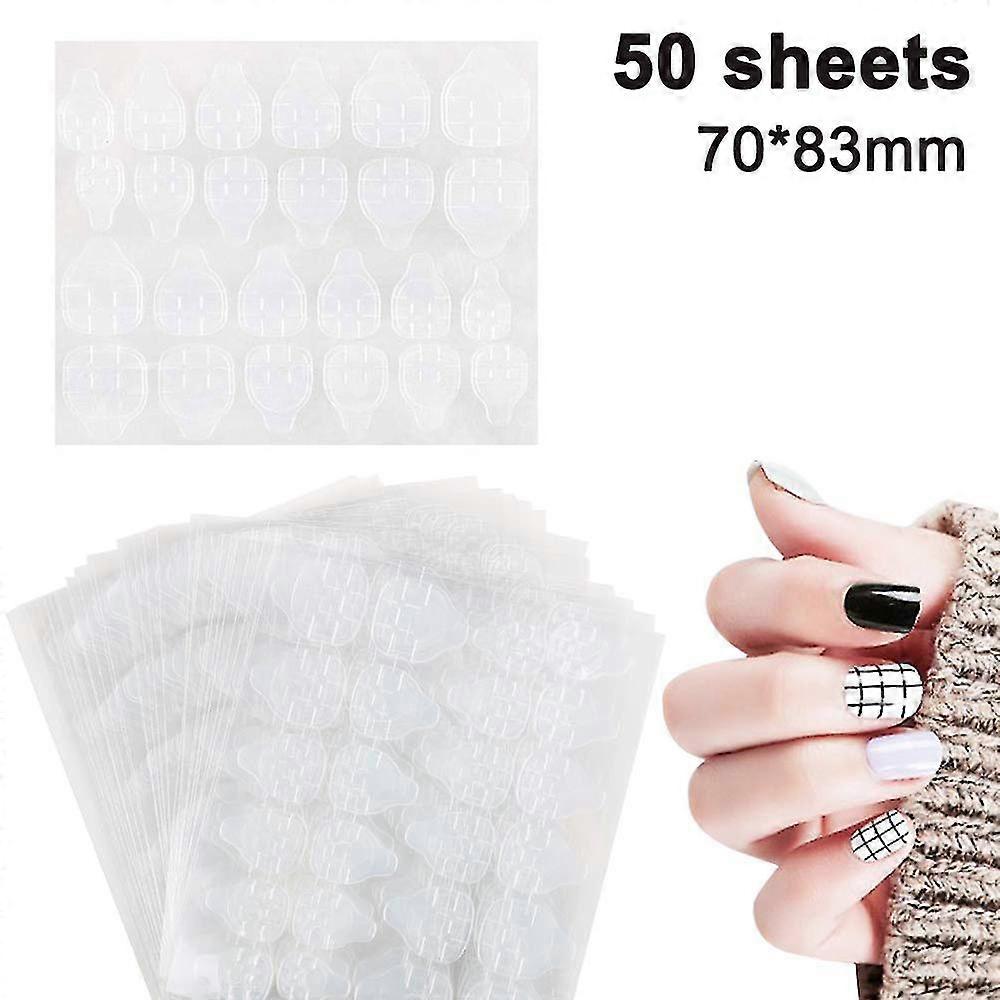 50 Sheets Nail Glue Stickers, Double-sided Transparent Waterproof