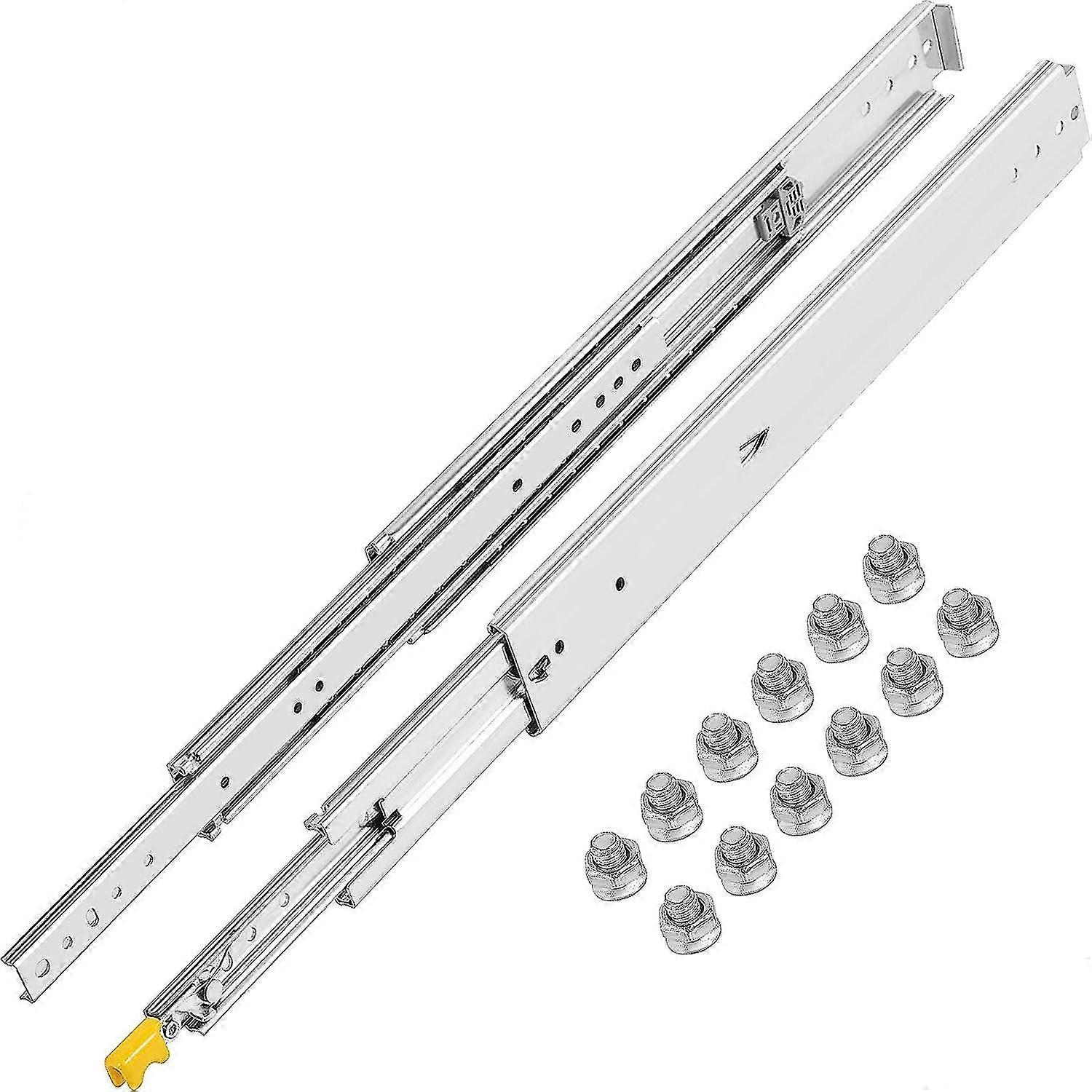 Heavy Duty Drawer Slides 18" Length, Locking Drawer Slides 500lbs Load Capacity Full Extension Drawer Slide 1 Pair Side Mount Ball Bearing Drawer Glid