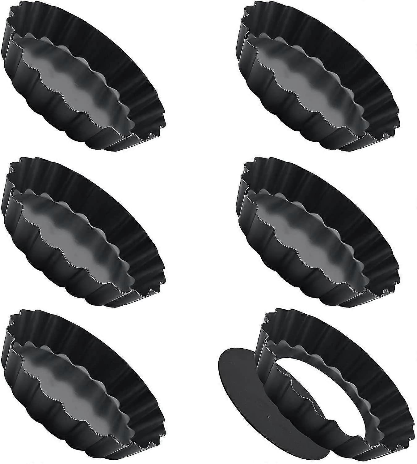 Set Of 6 Non-stick Baking Molds, Round Quiche Tart Baking Mold With Removable