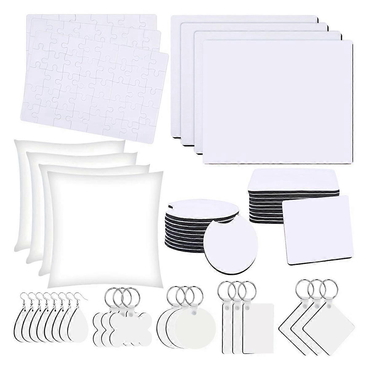 82PCS Sublimation Blanks Products Set, Christmas Craft Sublimation Kit DIY Heat Printing Pattern Cr