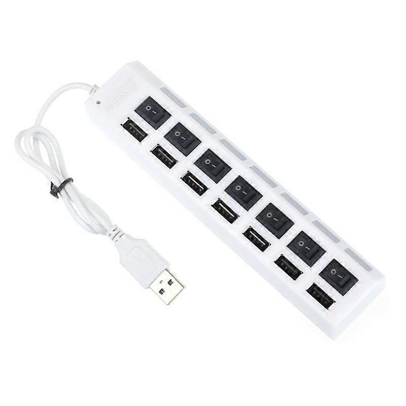 Portable LED Indicator Light 7 Ports USB 2.0 Adapter Charge Hub with Switch