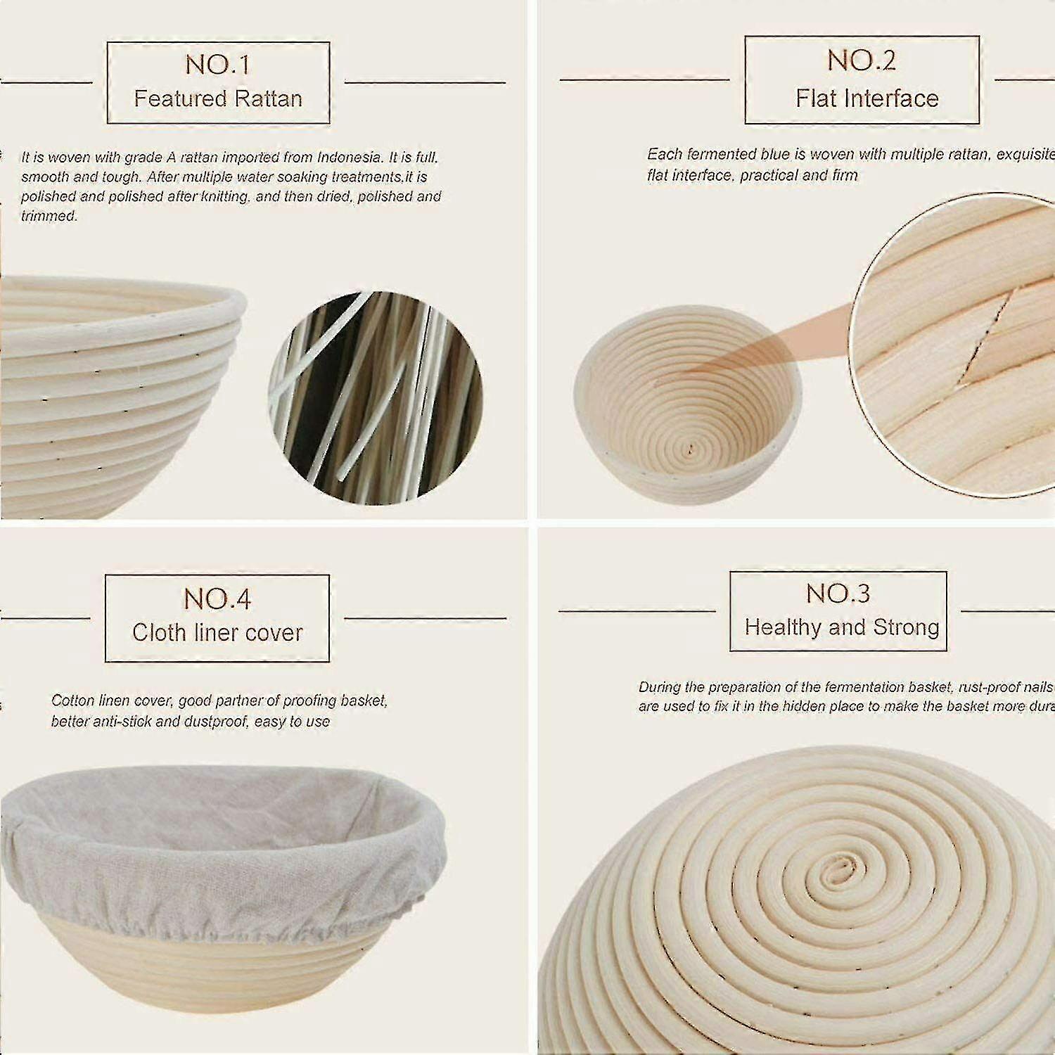 9'' 25cm Round Banneton Bread Proofing Basket Proving Storage Hamper Trays