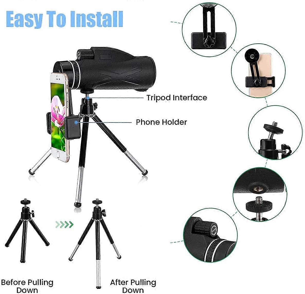 Monocular 80x100 High Power HD Monocular Starscope Monocular with