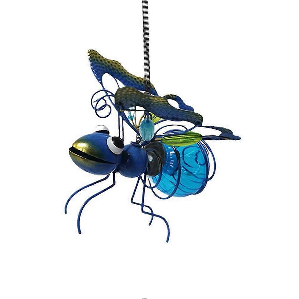 Solar Iron Insect Statue with LED Fairy Light Outdoor Hanging Tree Ornament for Fence Yard Courtyar