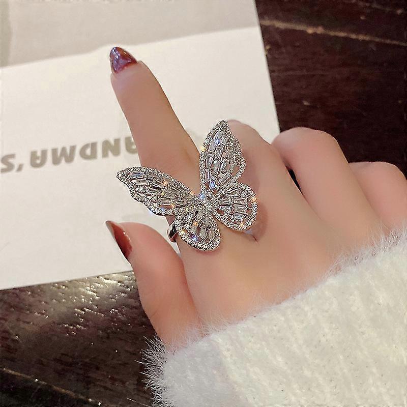 Cubic Zirconia Butterfly Ring Sparkling