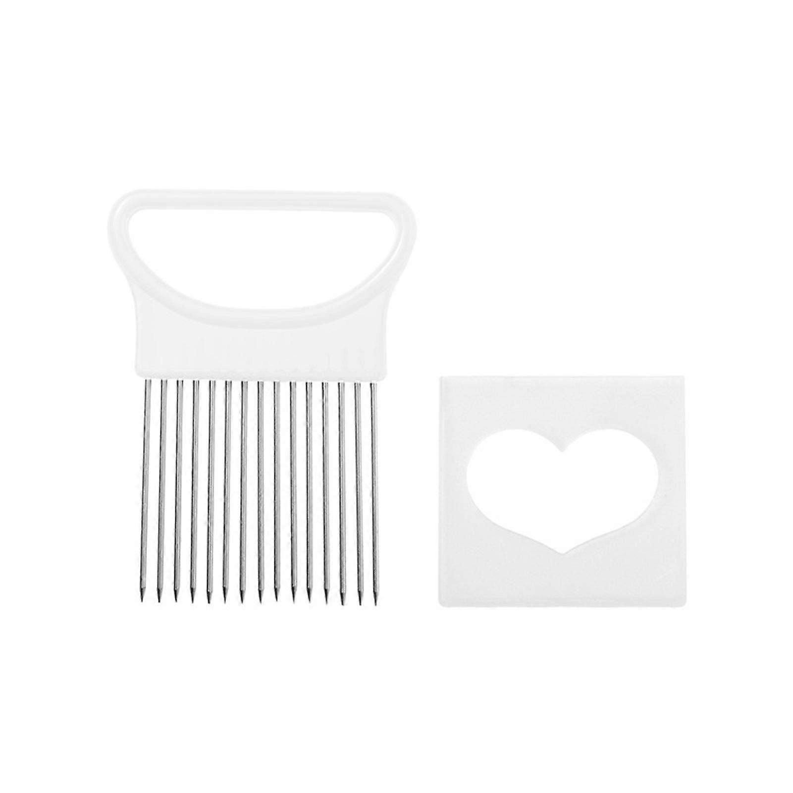 Stainless Steel Onion Holder Slicer Cutter Kitchen Vegetable Chopper Tool with 10 Forks Non-Slip Handle for Onion Potato Tomato Lemon Slicing