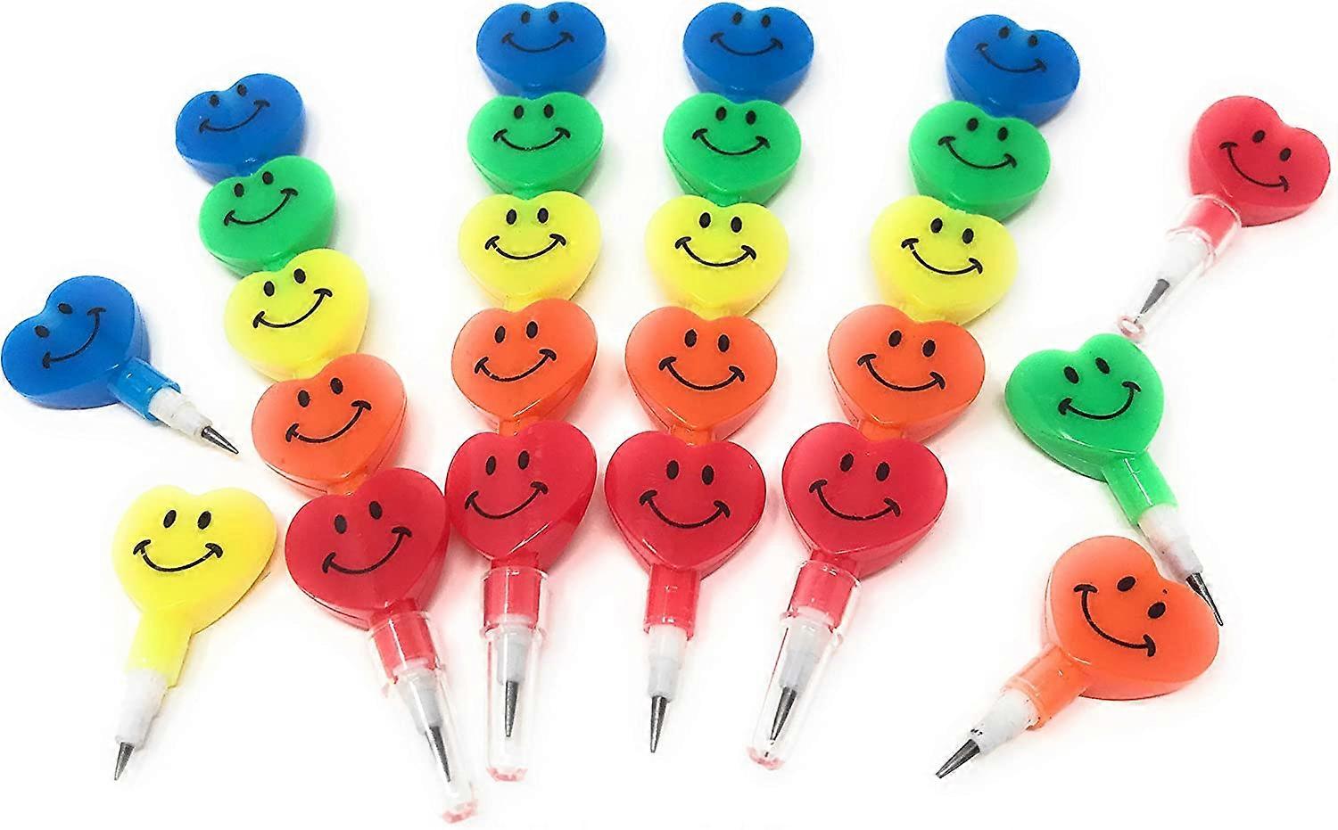 40 pieces, Bulk Heart Shaped Smiling Stacking Pencil Assortment, random color