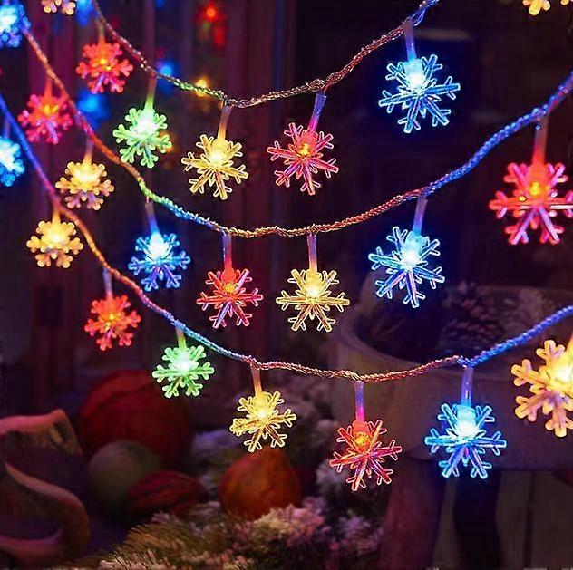Christmas Snowflake Lights, 20ft 40LED Battery Operated Christmas Decorations Lights