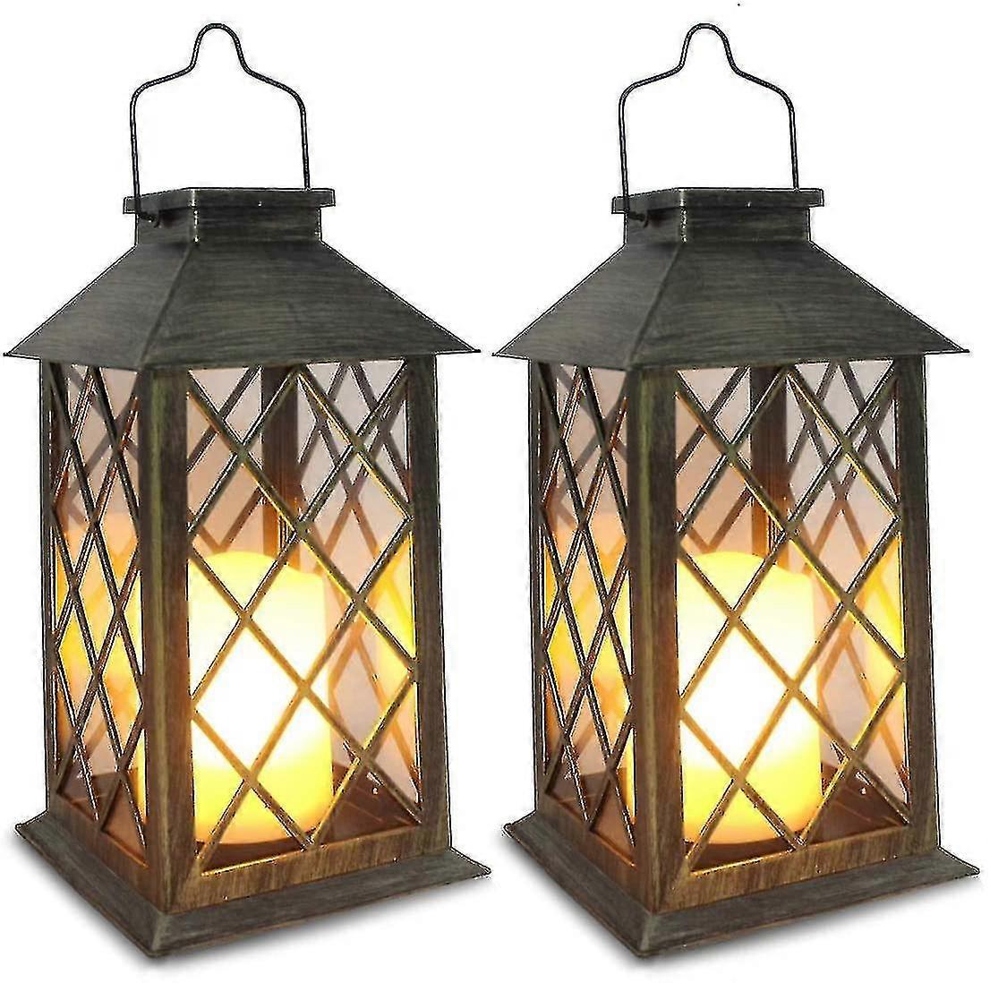 Solar Lantern, Outdoor Lanterns Warm White Waterproof Lights, 2pcs