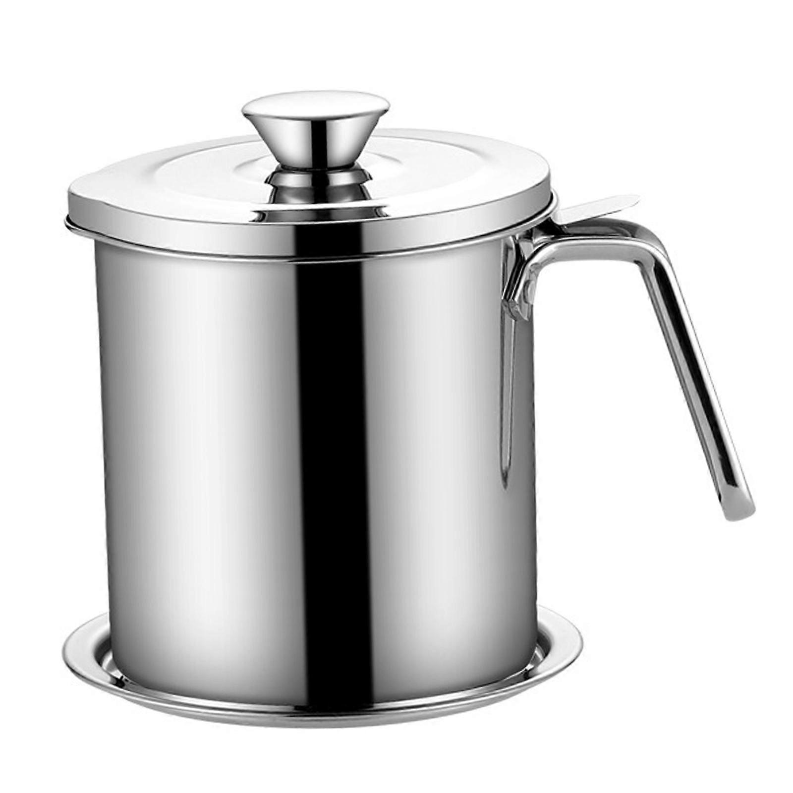 Bacon Grease Container with Fine Mesh Strainer Fat Separator Grease Can 1.9L
