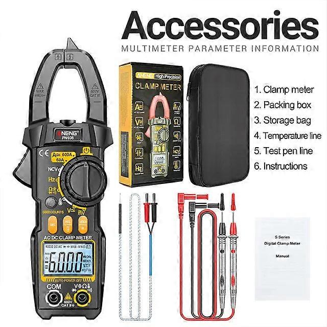 Clamp Meter 6000 Counts Ac/dc Voltage 600a Current Multimeter Resistance Capacitance High Precision Tester Tool