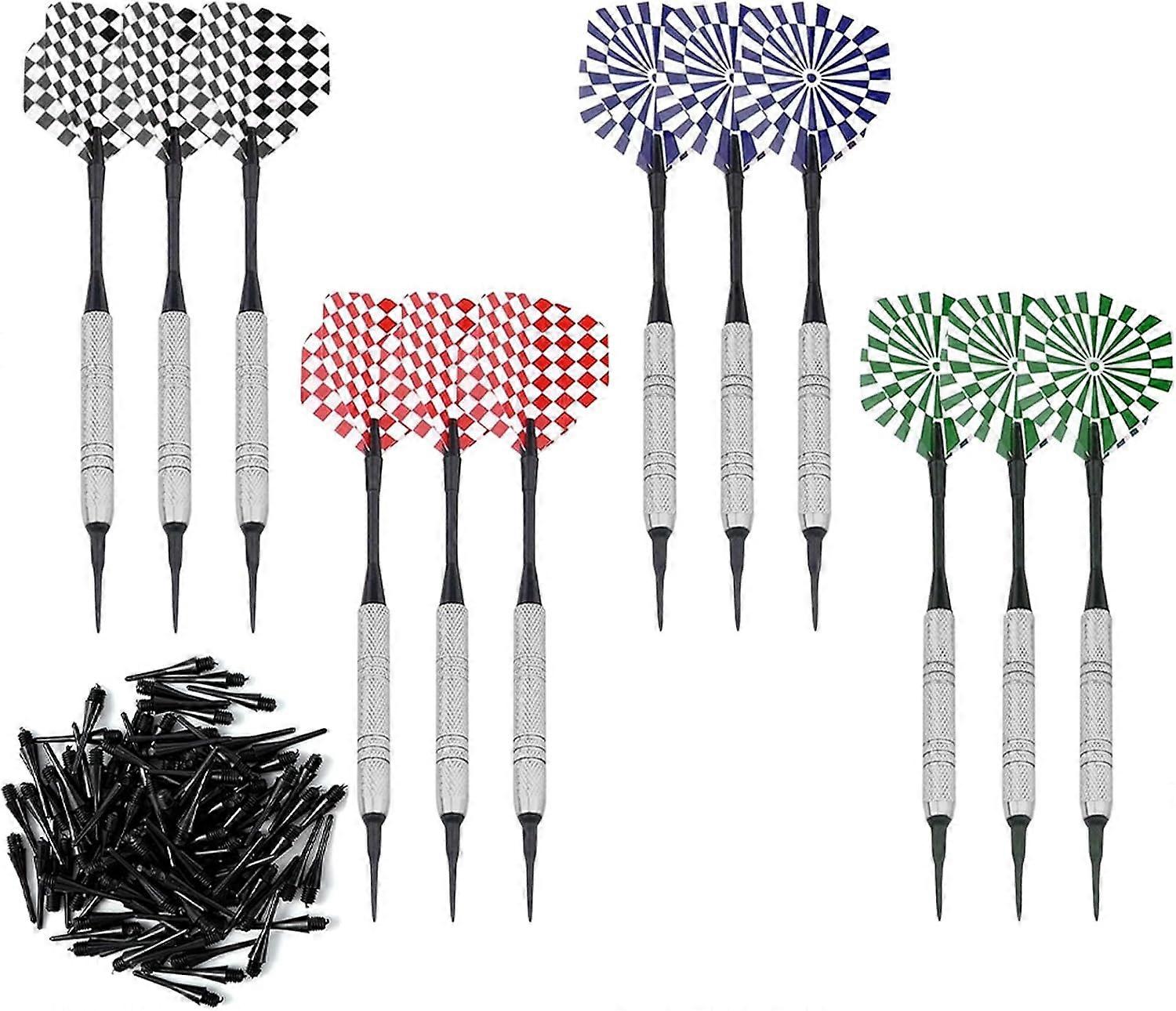 12 darts, 14g darts, soft tip darts, dart flights, plastic tip darts, 100 stuks, dart accessoires
