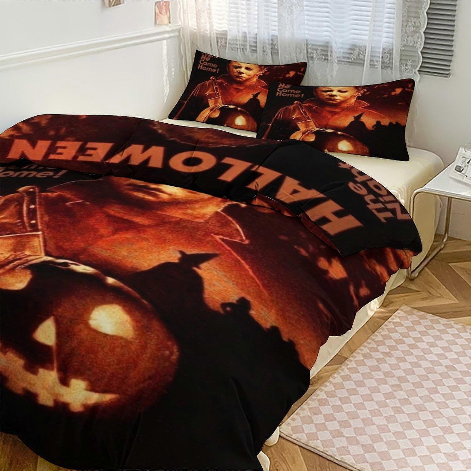 Ez388 Michael Myers Print Bedding Set Pattern Duvet Cove Set 3 Pieces 1 Quilt Cover And 2 Pillowcases for Women Men Teens Multiple sizes to choose fro