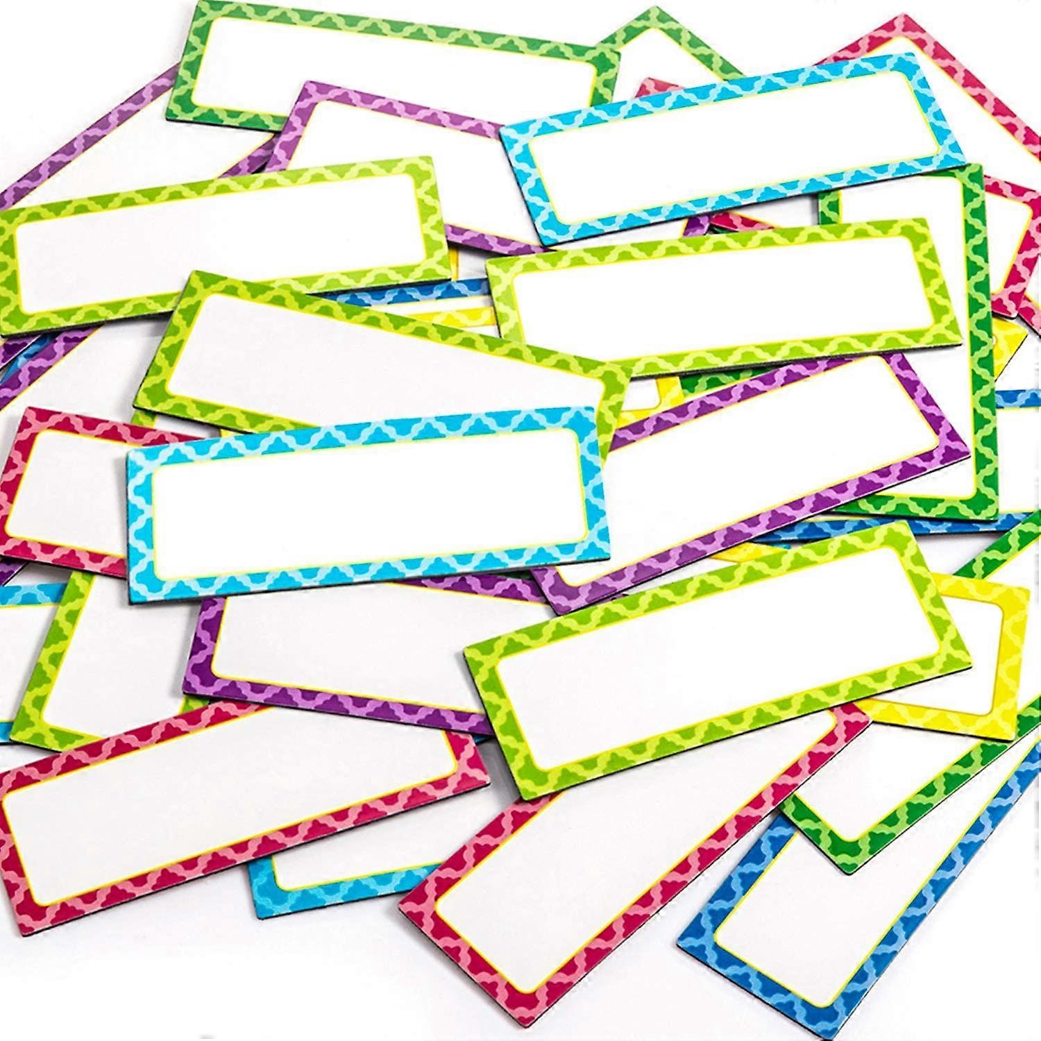 40 Pieces Magnetic Dry Erase Labels 3 x 1.2 Inch Name Plate Labels Writable Flexible Magnet Name Tags Sticky Labels and Stickers for Whiteboards Refri