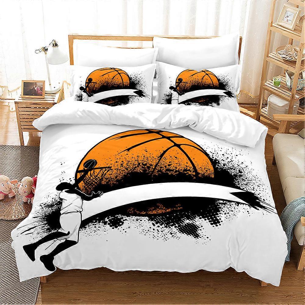 Basketball feather pattern down duvet cover two-piece set 3D printed ultra-fine fiber bed sheet bedding three piece set